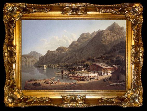 framed  Gabriel Lory fils Vue of Fluhlen, in Suisse, ta009-2